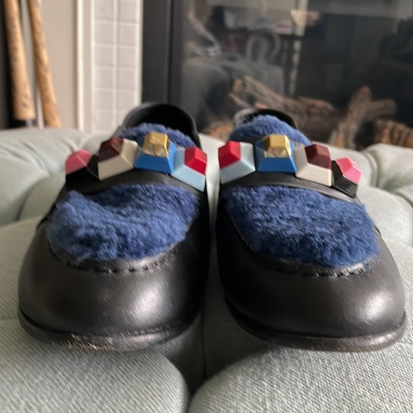 Fendi Shearling Loafer With Pyramid Embellishments - Picture 4 of 16